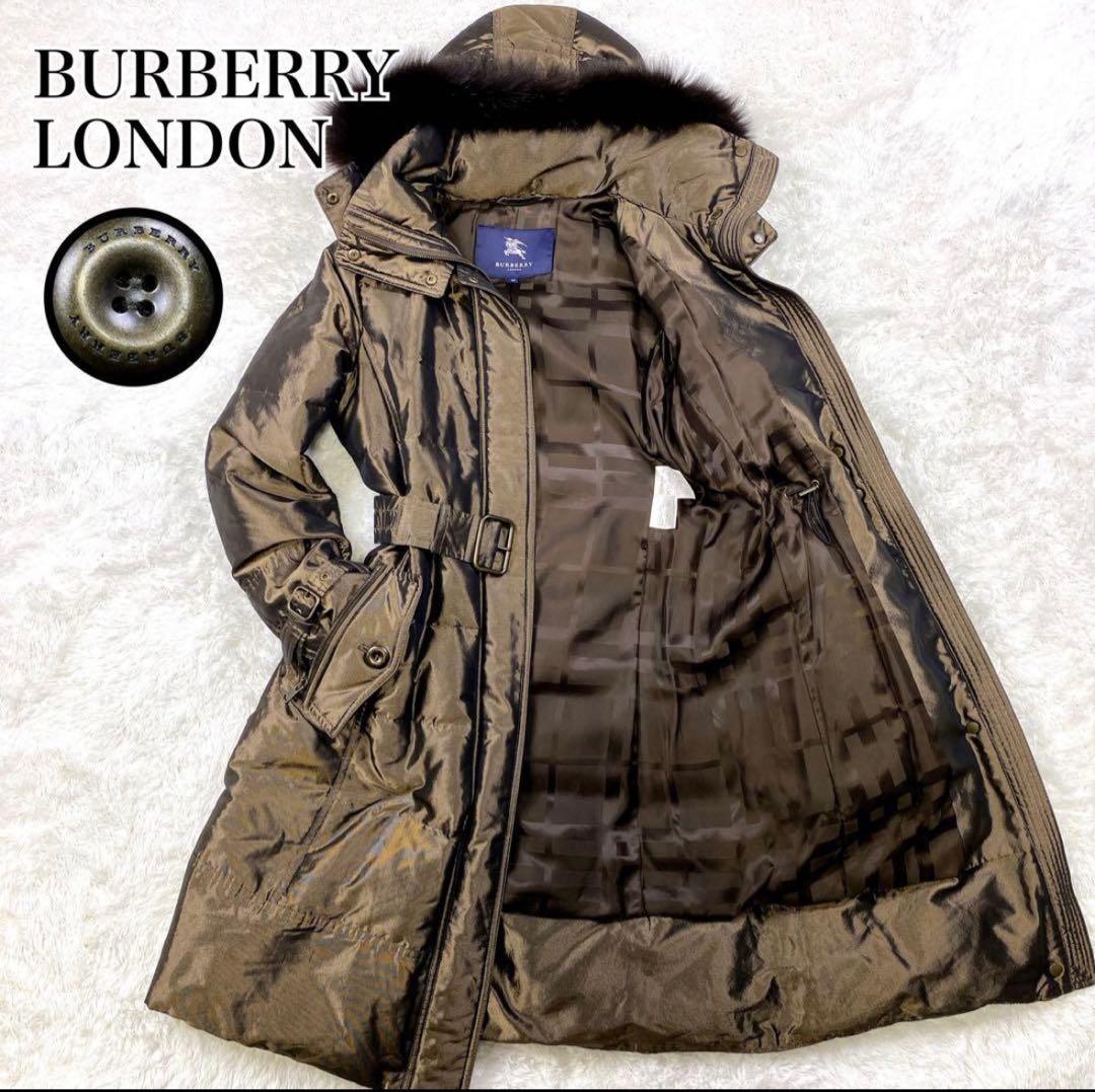美品 BURBERRY LONDON ダウンコート シャドーチェック Aライン