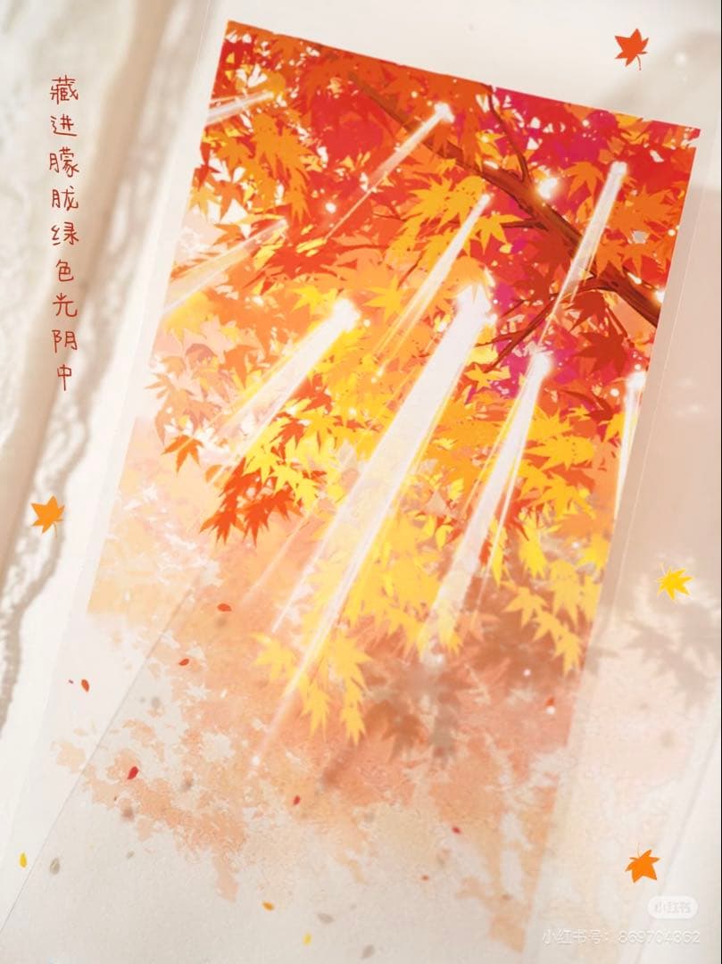 【9328】海外　マステ　5m巻　PETマスキングテープ　木影　四季　背景