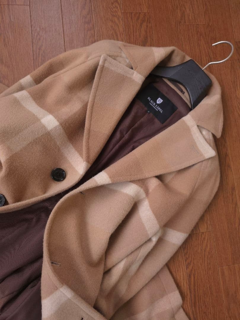超希少 ブラックレーベル クレストブリッジ チェスターコート ベージュチェック