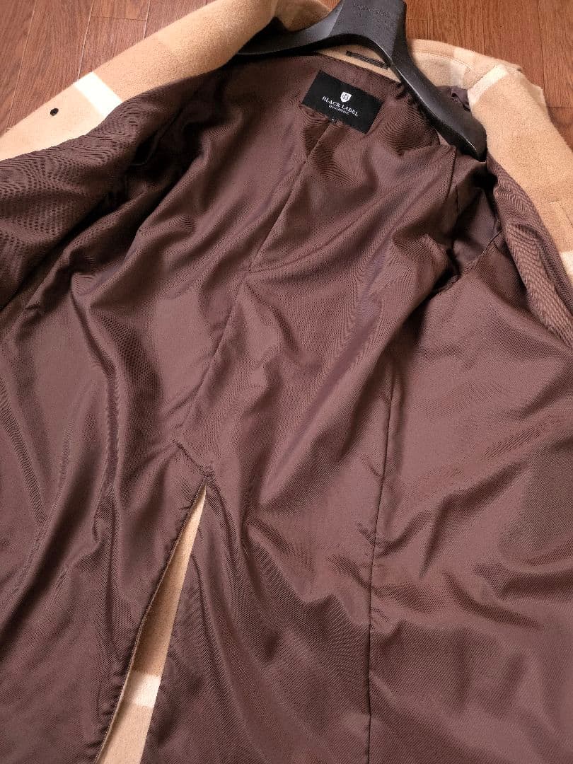 超希少 ブラックレーベル クレストブリッジ チェスターコート ベージュチェック