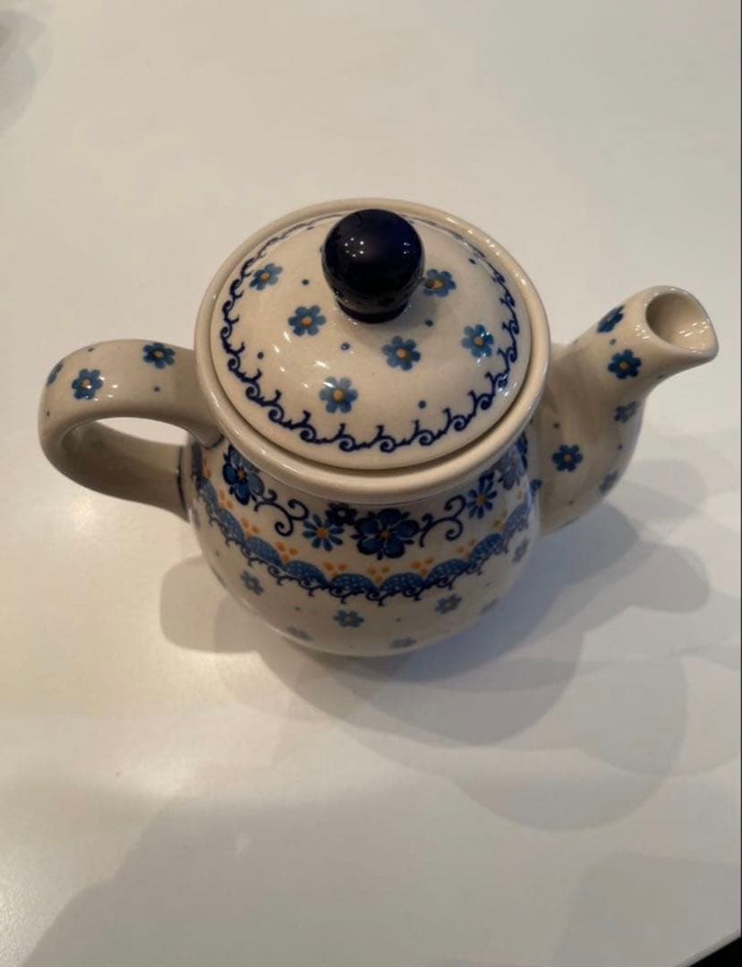 【てる猫】ポーリッシュポタリー　ティーポットとマグカップのセット