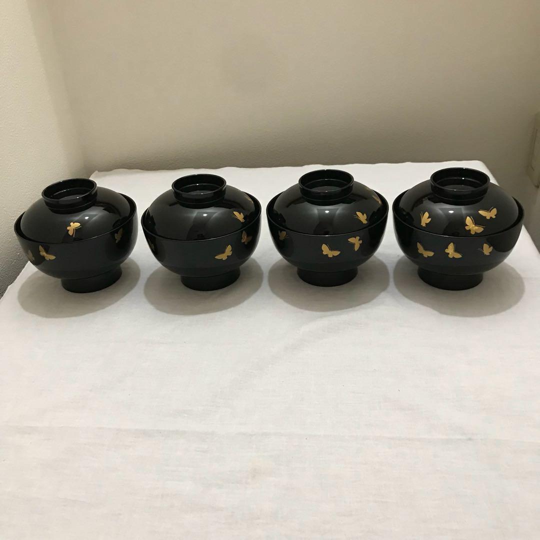 輪島塗 輪島塗り わじまぬり 椀 お椀 漆塗り 漆 4客 セット 美品 未使用