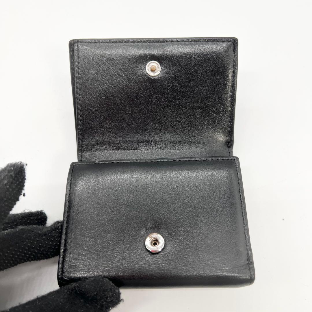 近年モデル✨DIESEL　三つ折り財布　Dロゴ　レザー　ブラック　コンパクト