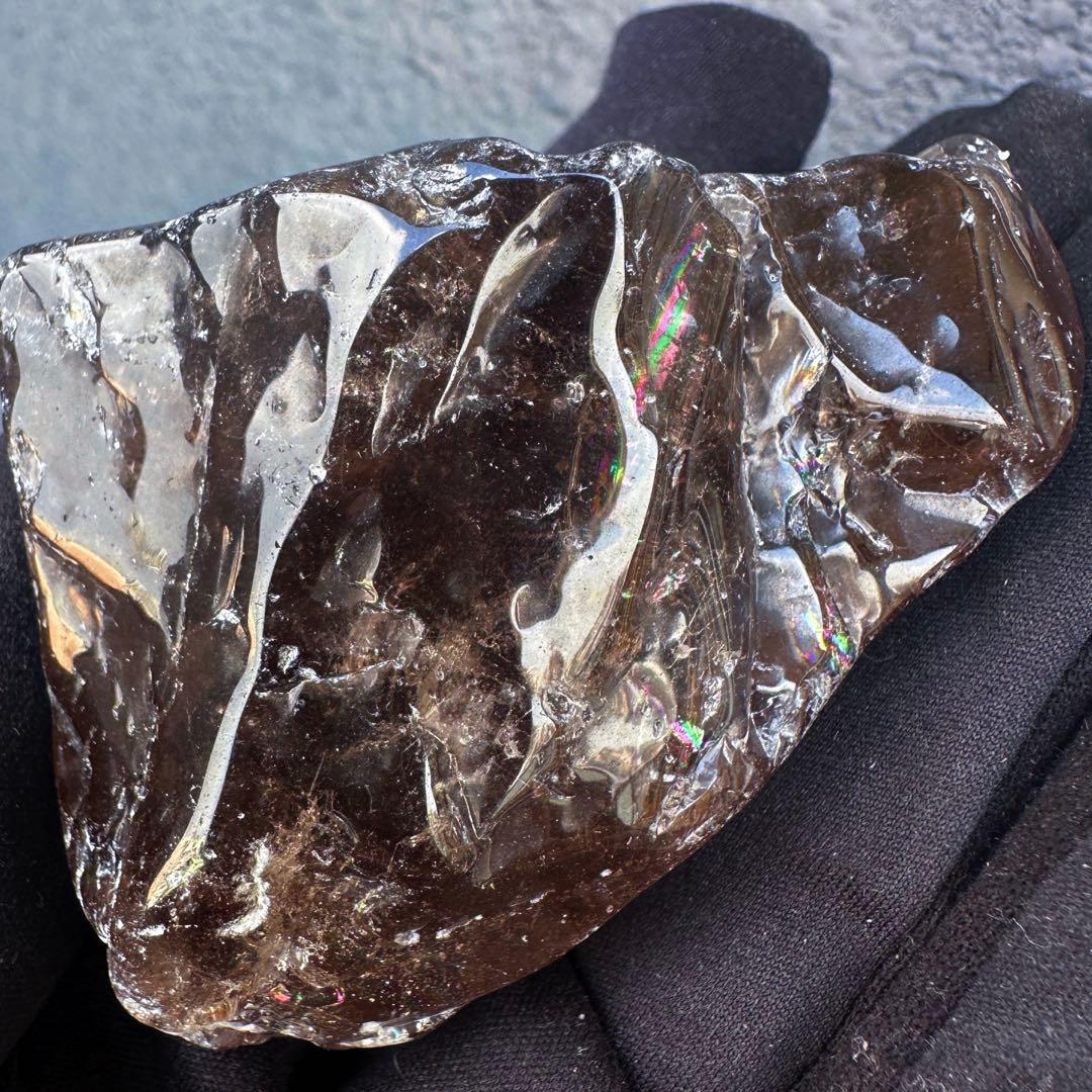 【金運☆魔除】レインボー☆スモーキークォーツ☆天然石フリーフォーム原石A1496