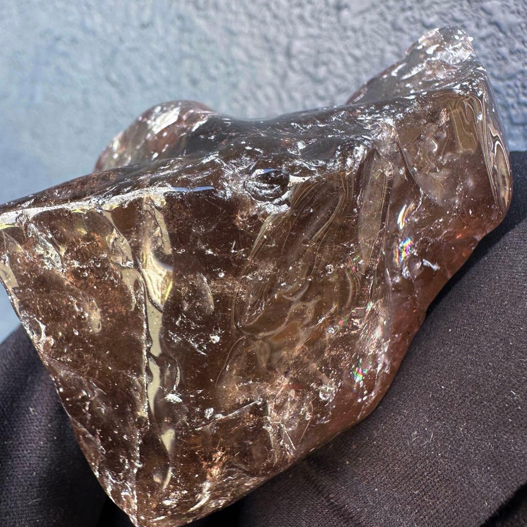 【金運☆魔除】レインボー☆スモーキークォーツ☆天然石フリーフォーム原石A1496