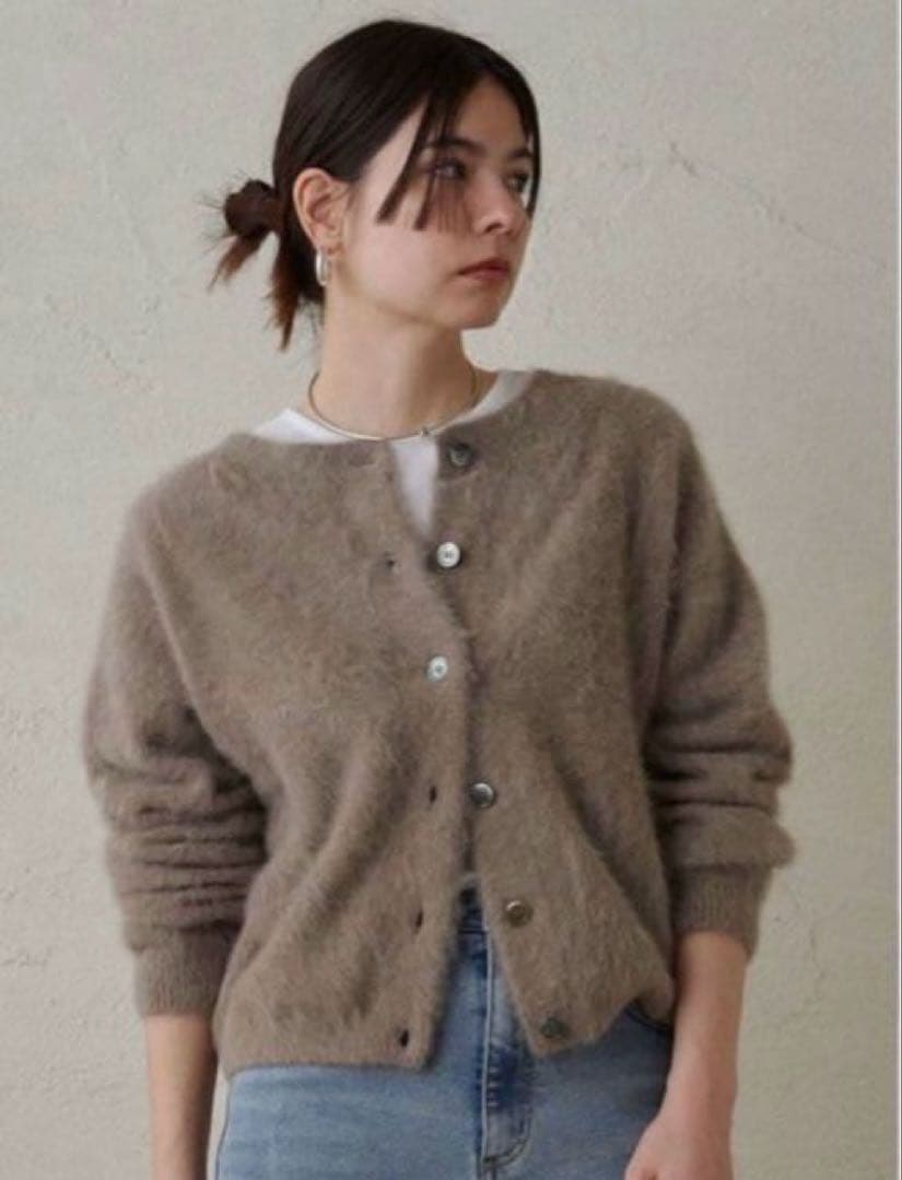 ラウンジドレス　FURカシミヤ2WAYニット　ウール　モカ　シャギー