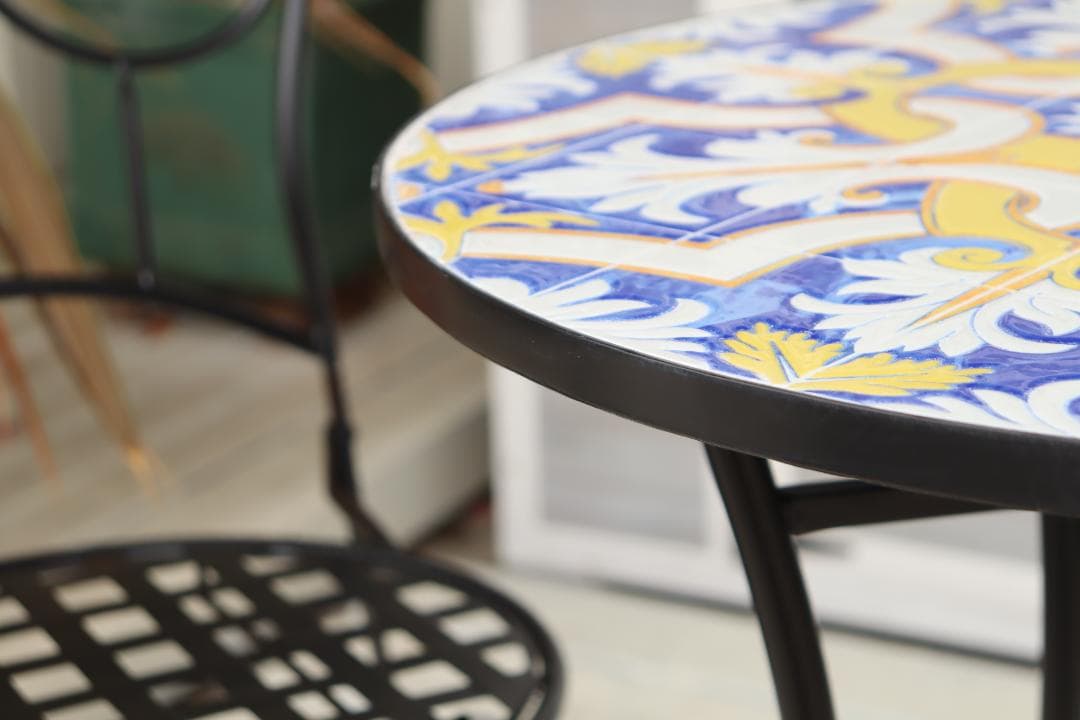 ガーデンテーブルセット アイアン イタリアンイエロー 3点セット