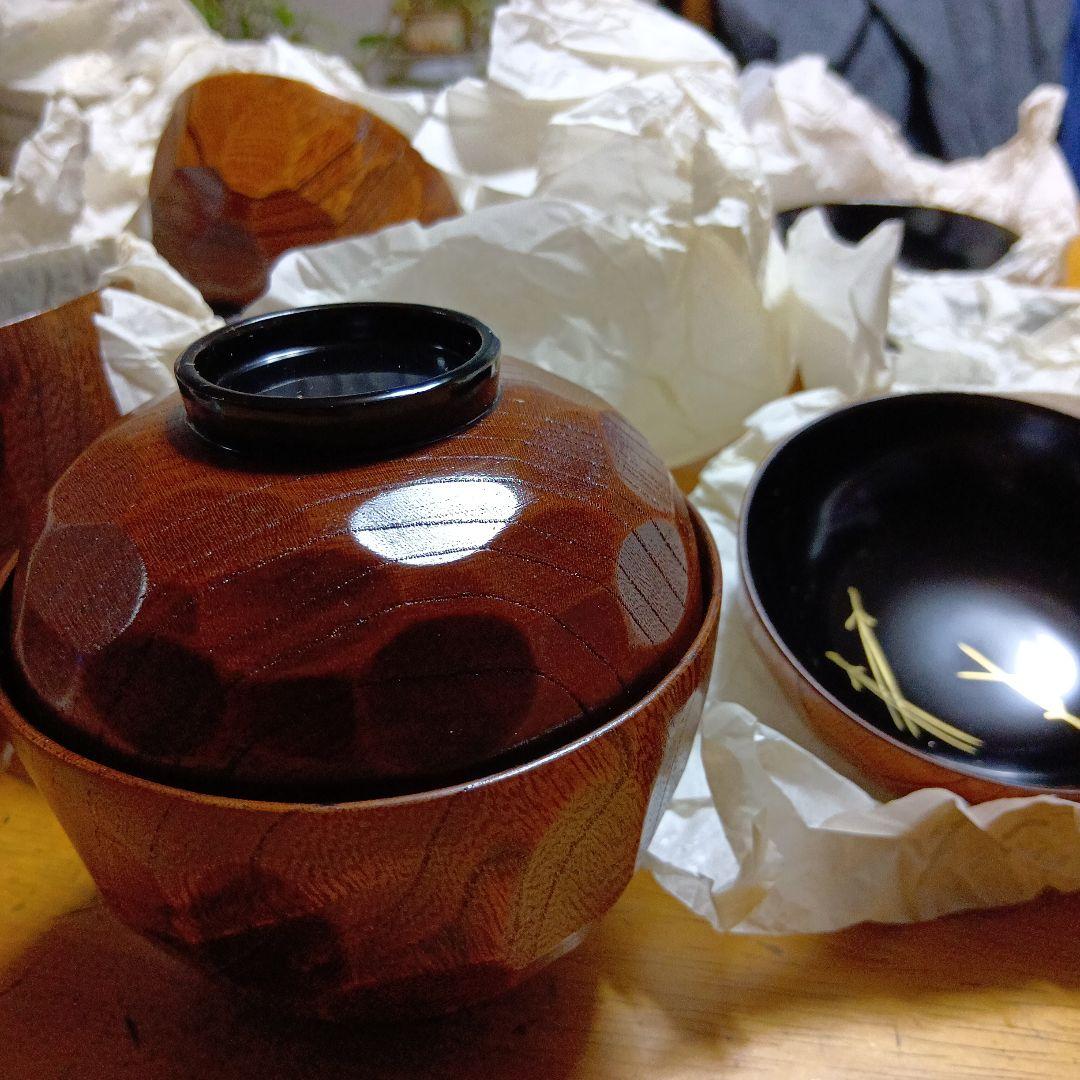 お吸い物碗木製茶色10セット 新品未使用