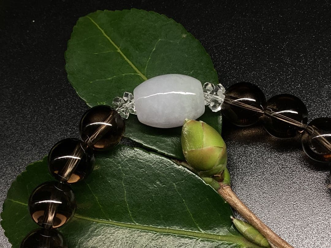 ✳️糸魚川翡翠樽型*黒平スモーキークォーツ*奈留島水晶20面玉　極上ブレスレット‼️