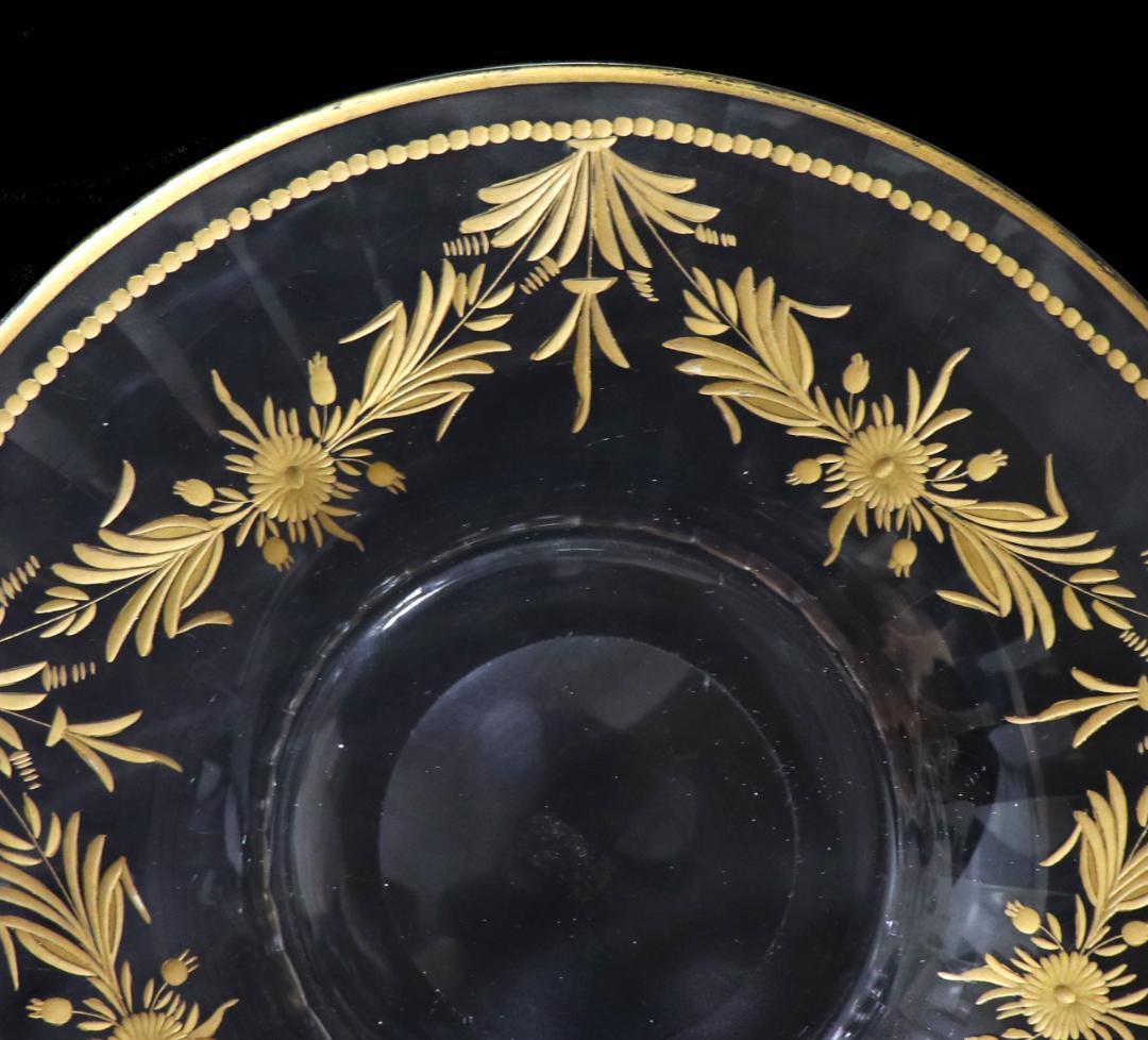 オールド・バカラ 最高級 1900年頃 金彩花柄 大型 蓋物&ソーサー 小物入れ