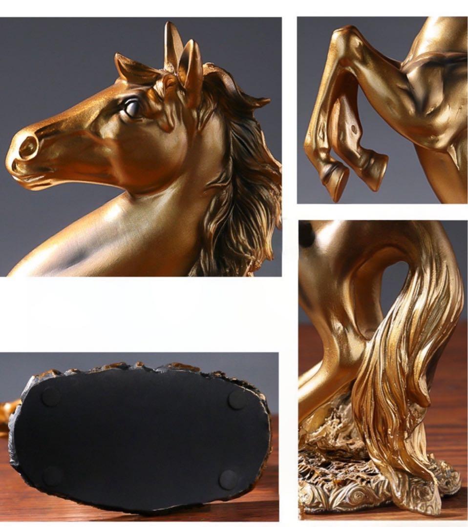 高級 金馬＆黒馬 風水 開運 置物 午年 インテリア 開運 オブジェ 高見え