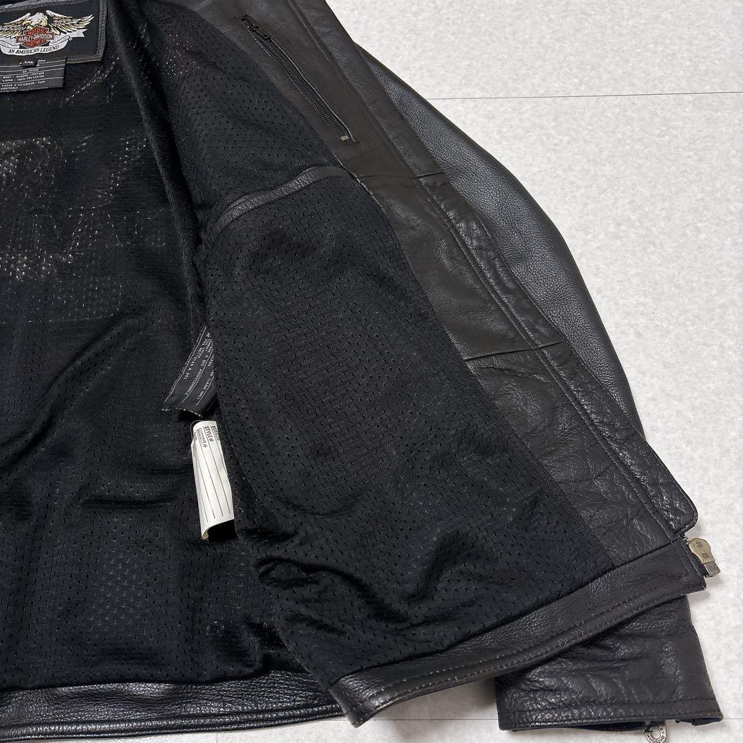 ⭐美品⭐ハーレーダビッドソン シングル ライダースジャケット ロゴ 刺繍 XXL