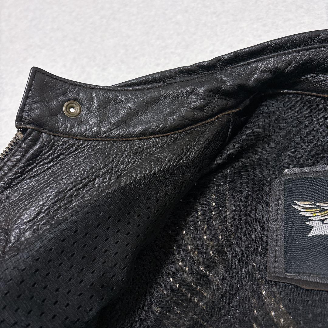 ⭐美品⭐ハーレーダビッドソン シングル ライダースジャケット ロゴ 刺繍 XXL