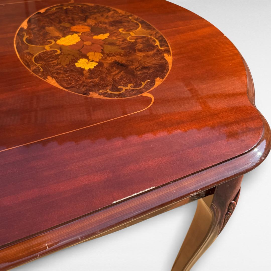 イタリア製 象嵌 猫脚 ダイニングテーブル 幅170 クラシック 上品