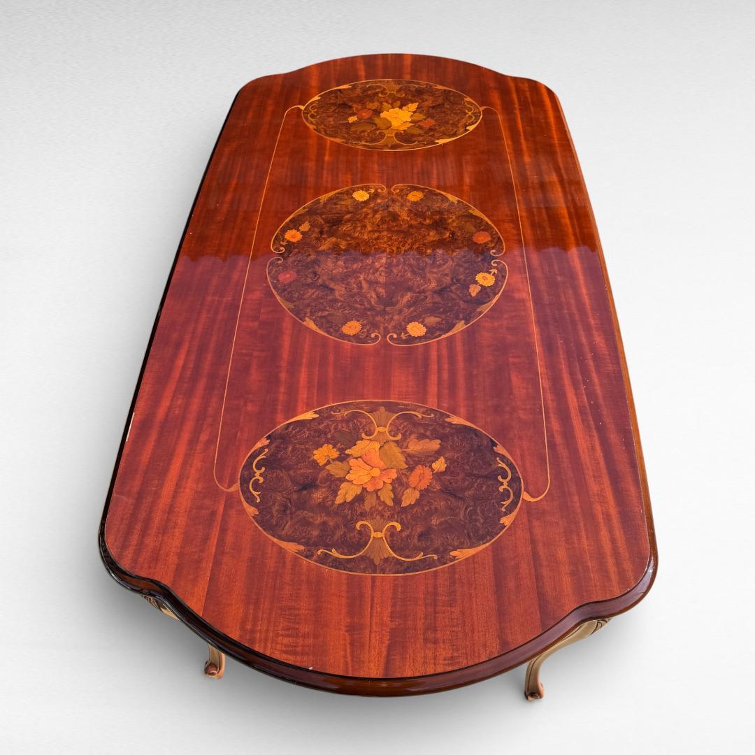 イタリア製 象嵌 猫脚 ダイニングテーブル 幅170 クラシック 上品