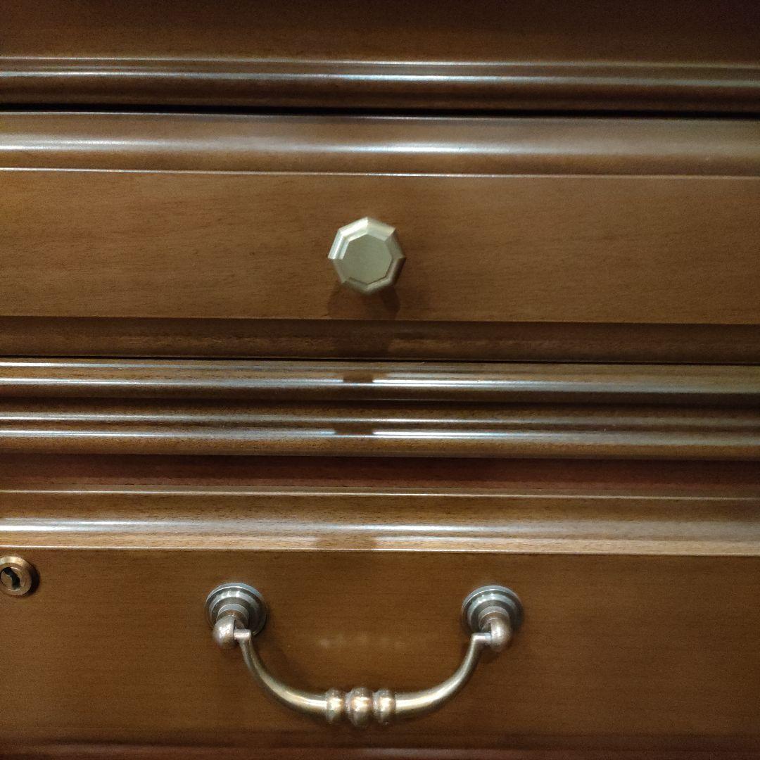 豪華クラシック書斎両袖 木製デスク 幅180㌢キャスター付き鍵付き