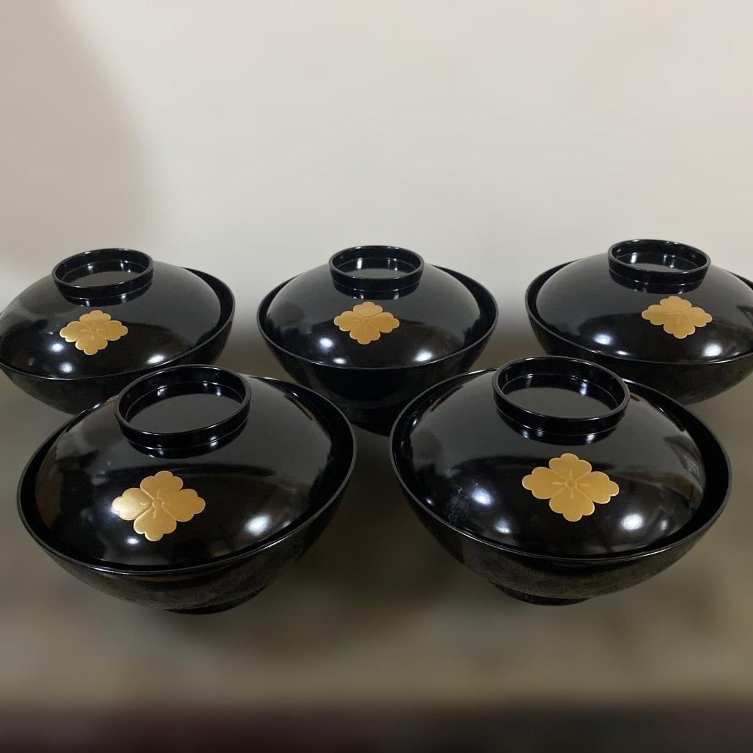 茶道具　輪島塗　煮物椀　懐石道具　5個　大振り
