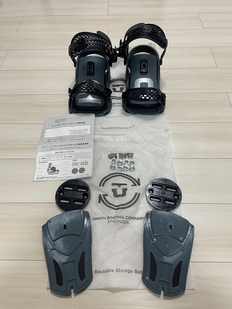 値下げ可能 UNION スノーボード ビンディング グレー