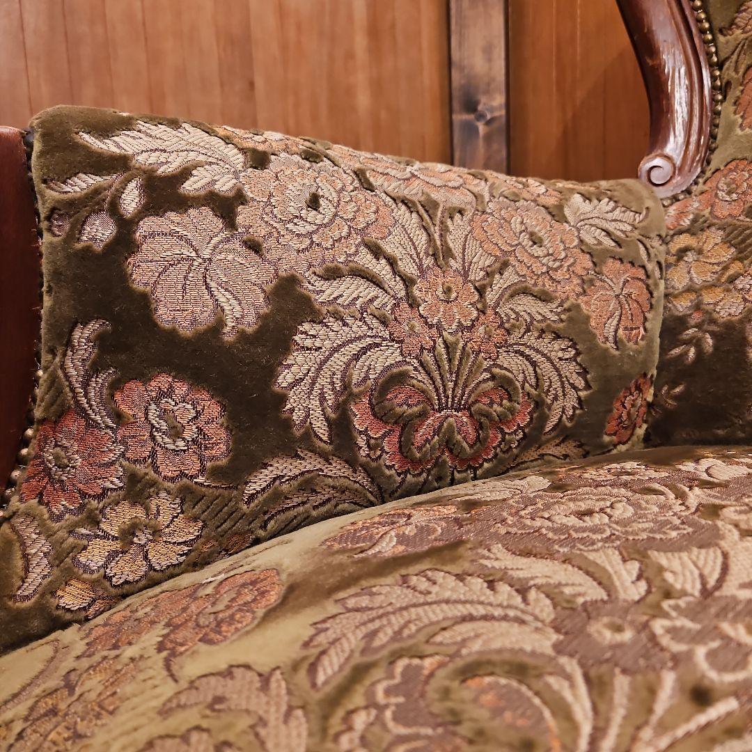 イタリア製 ヴィンテージソファ 金華山織 猫脚ソファ Ｂ パーソナルチェア