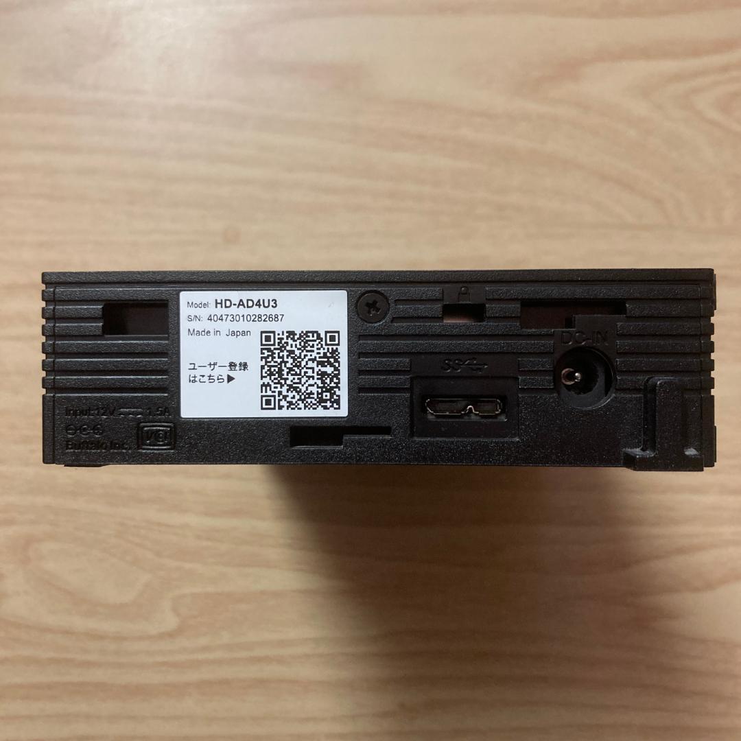 外付けハードディスク 4TB USB3.1 バッファロー HD-AD4U3