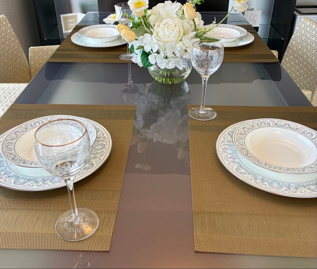 chilewich タキシードストライプ　ゴールドランチョンマット4枚