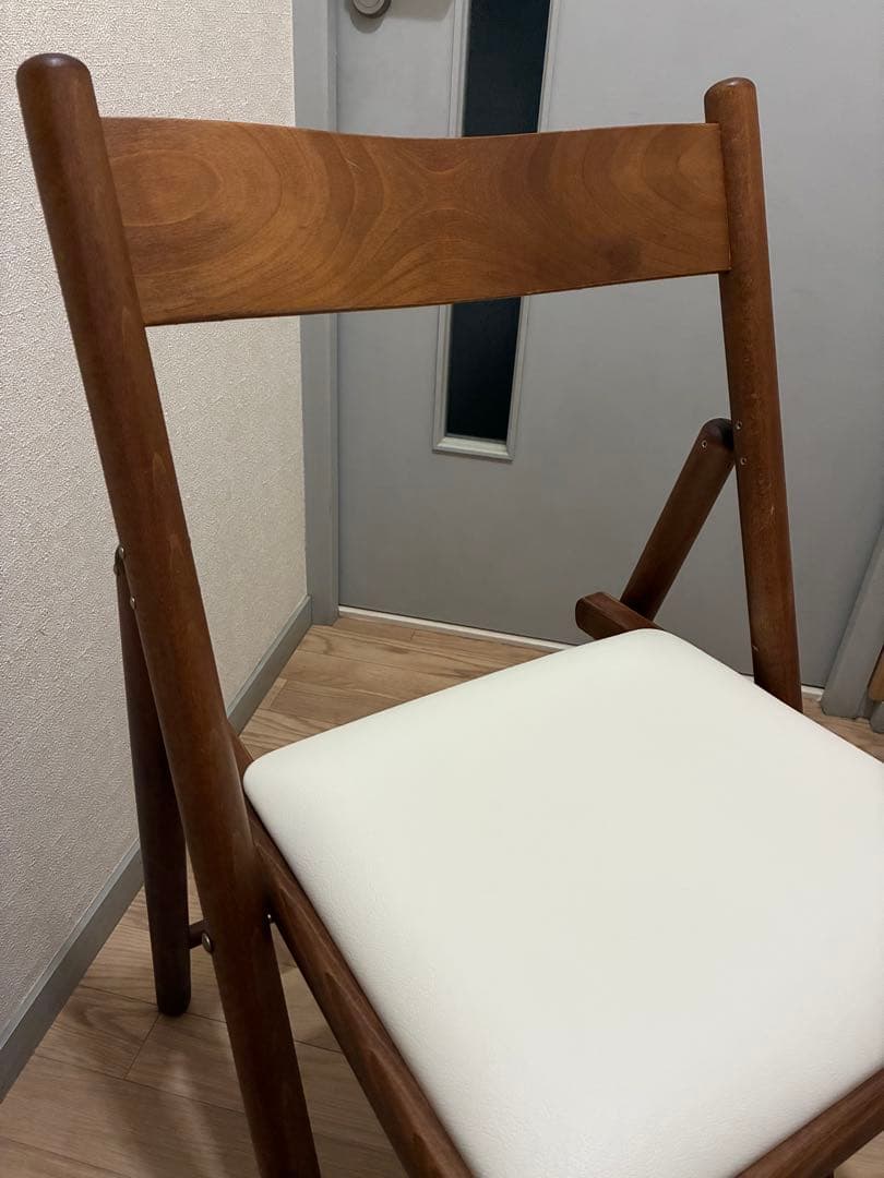 座面張替済 無印良品 折りたたみ椅子 木製チェア ブラウン 廃盤 ブナ材