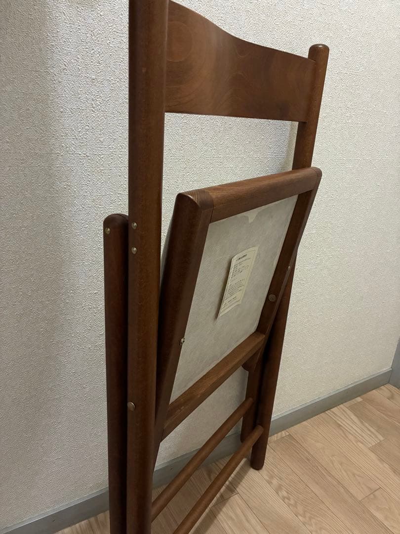 座面張替済 無印良品 折りたたみ椅子 木製チェア ブラウン 廃盤 ブナ材