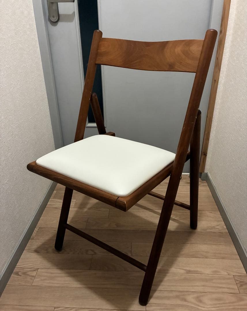 座面張替済 無印良品 折りたたみ椅子 木製チェア ブラウン 廃盤 ブナ材