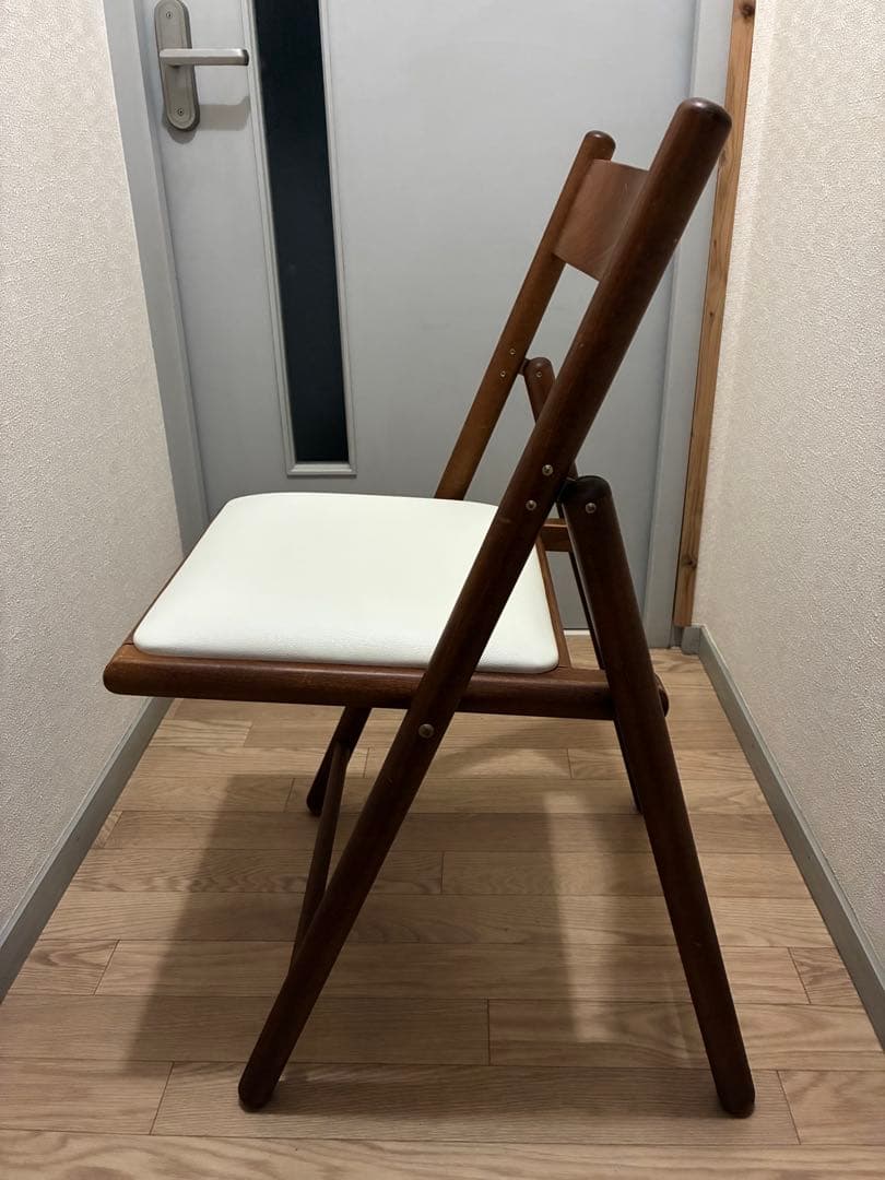 座面張替済 無印良品 折りたたみ椅子 木製チェア ブラウン 廃盤 ブナ材