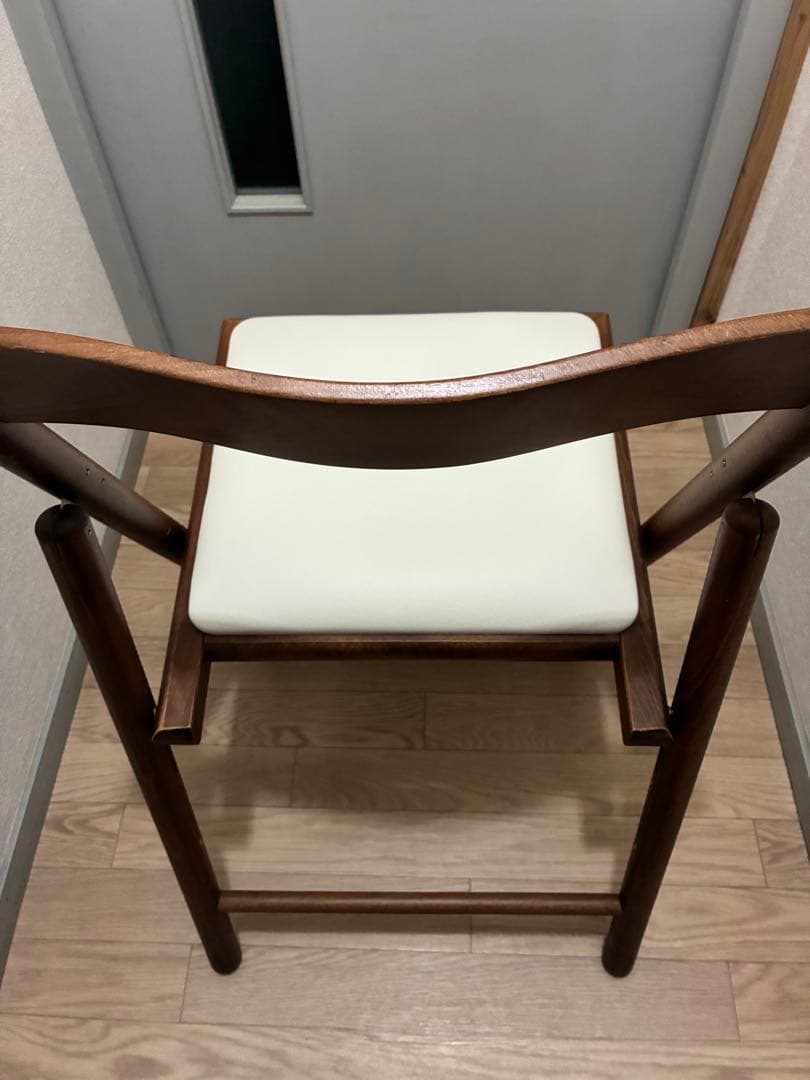 座面張替済 無印良品 折りたたみ椅子 木製チェア ブラウン 廃盤 ブナ材