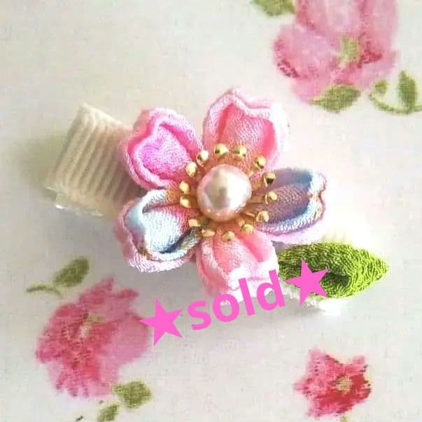 つまみ細工のベビークリップ 春色 桜