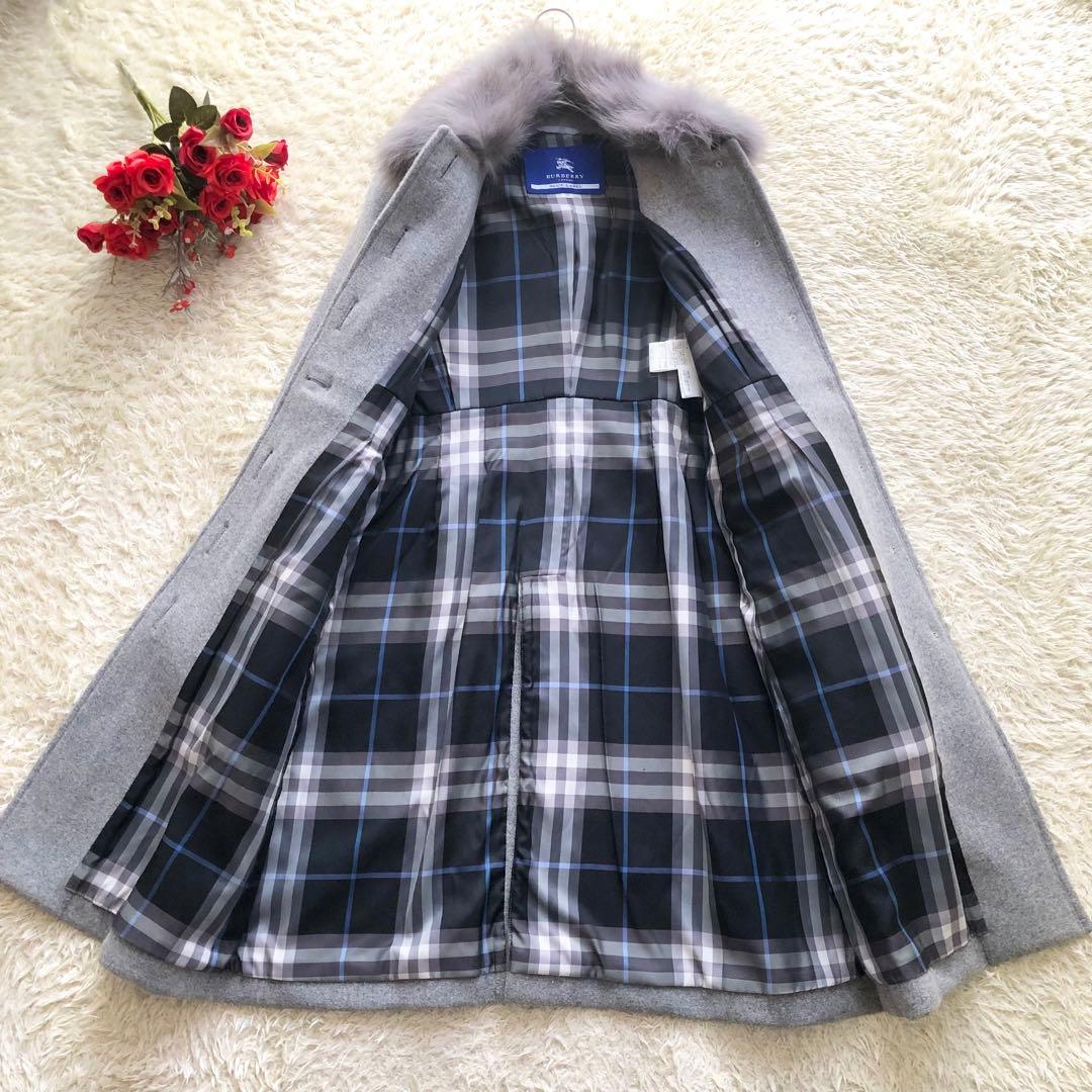 極美品♪BURBERRY BLUE LABEL♪2wayファーウールコート　L
