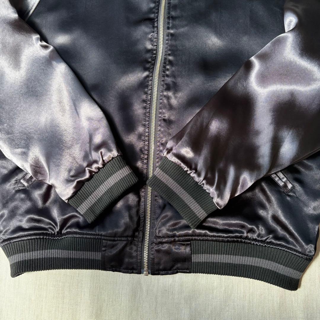 絡繰魂 URUSHI 漆黒 龍 三日月 刺繍 ブラック リバーシブル スカジャン