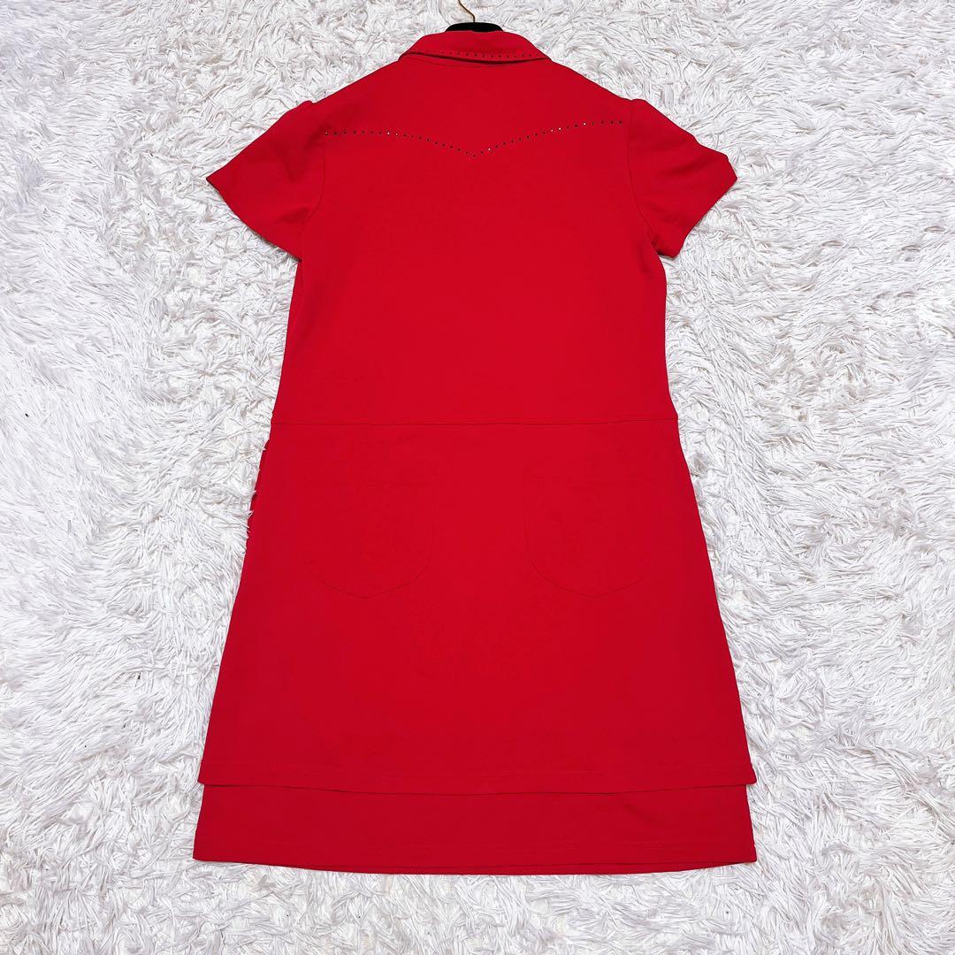 LANVIN SPORT 半袖 ワンピース レッド 赤 ゴルフ ウエア 40