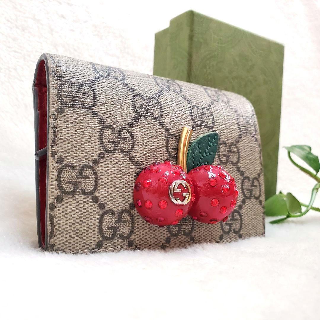 美品 希少 GUCCI　さくらんぼ　GGスプリーム　レザー　チェリー