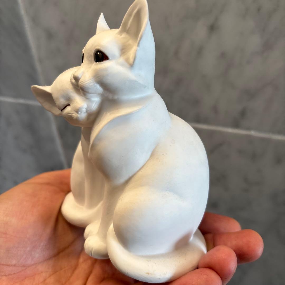 アメリカ70年代　生きているように美しい瞳で寄り添う姿にキュンとする猫の陶器