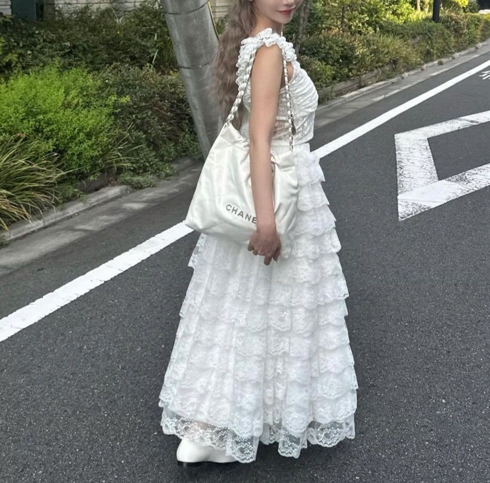 トリートユアセルフ girly lace frill long skirt