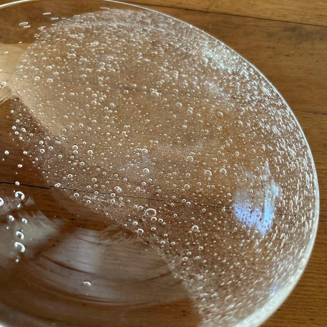 新品◆108荒川尚也　気泡　アワガラス平鉢M 16.0cm 2枚　宙吹きガラス