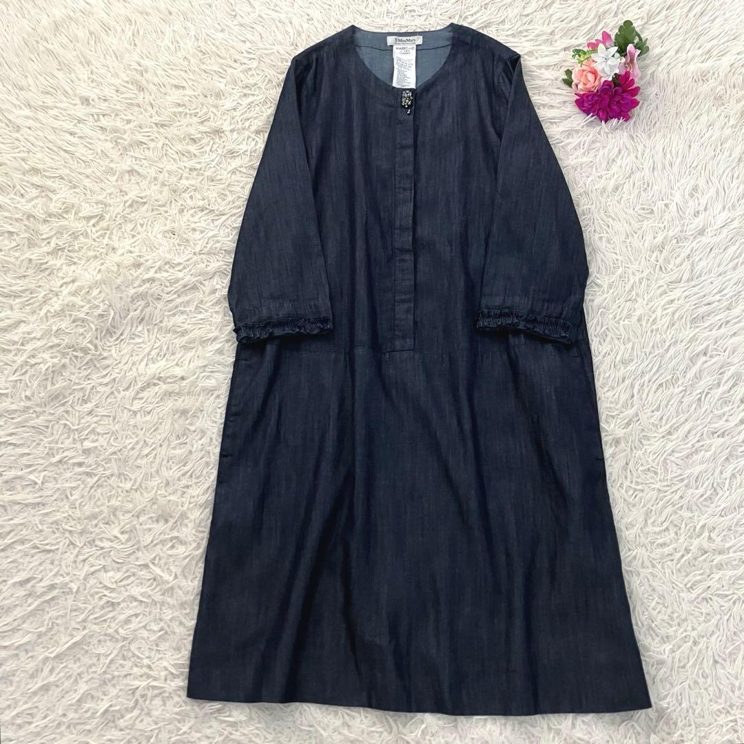 ’S MaxMara アイコンビジュー デニムワンピース インディゴ 42