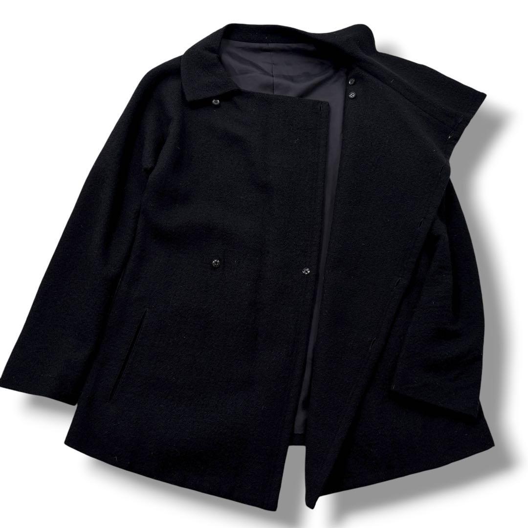 【極美品】Y's　ワイズ ウールコート 変形ジャケット　チェスターコート　黒