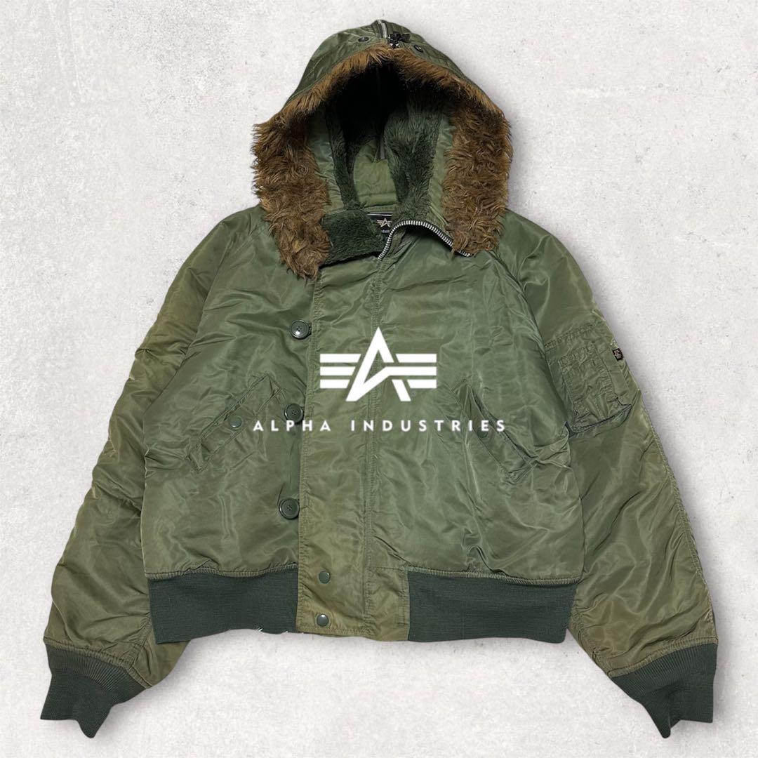 ALPHA N-2B フライトジャケット XL カーキ ミリタリー 大きめ 短丈