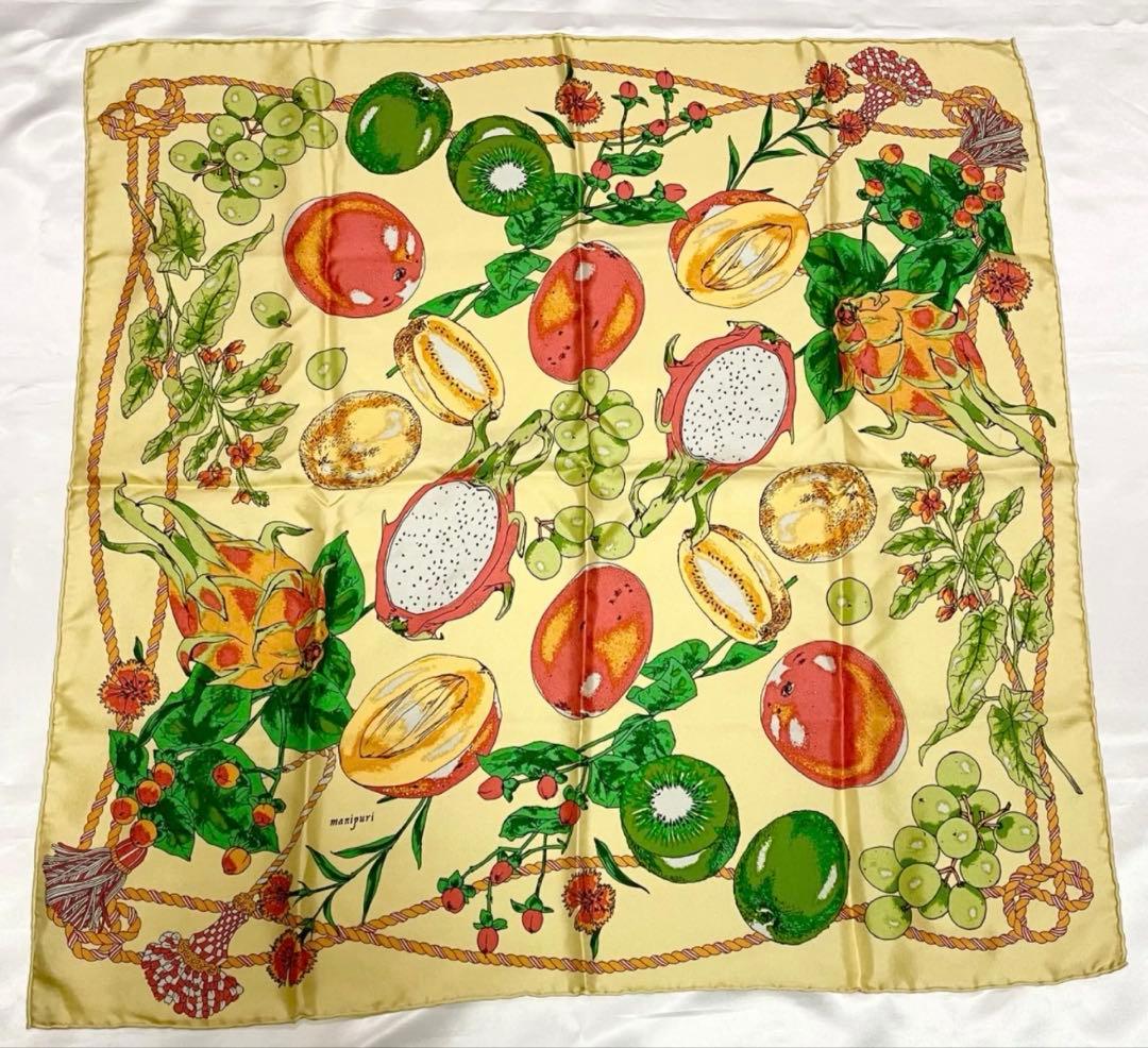 マニプリ　manipuri フルーツバスケット　スカーフ ベージュ　イエロー