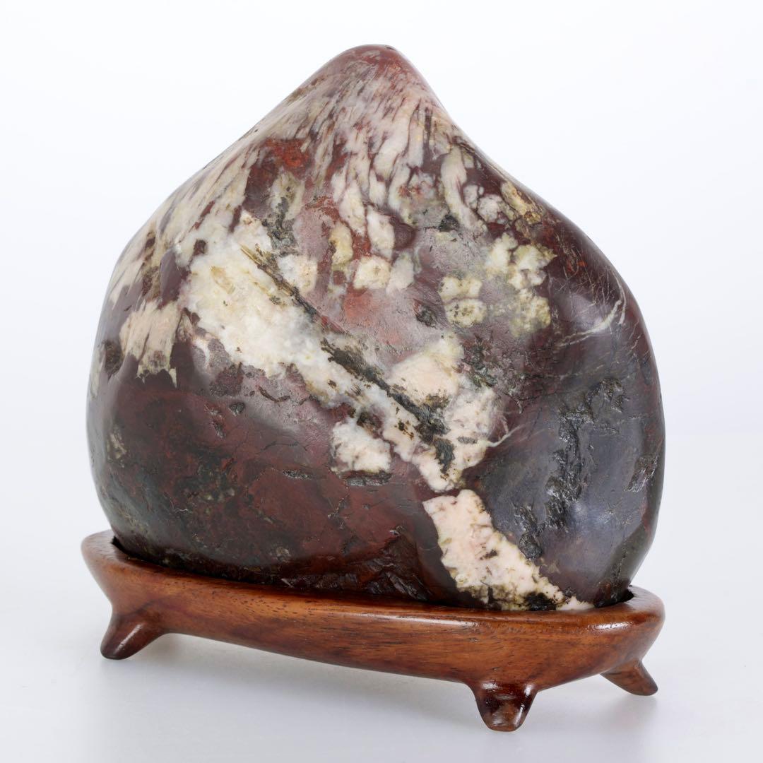 根尾川 菊花石 紋石 共箱 台座付 811g 鑑賞石 原石 自然石 水石 盆石