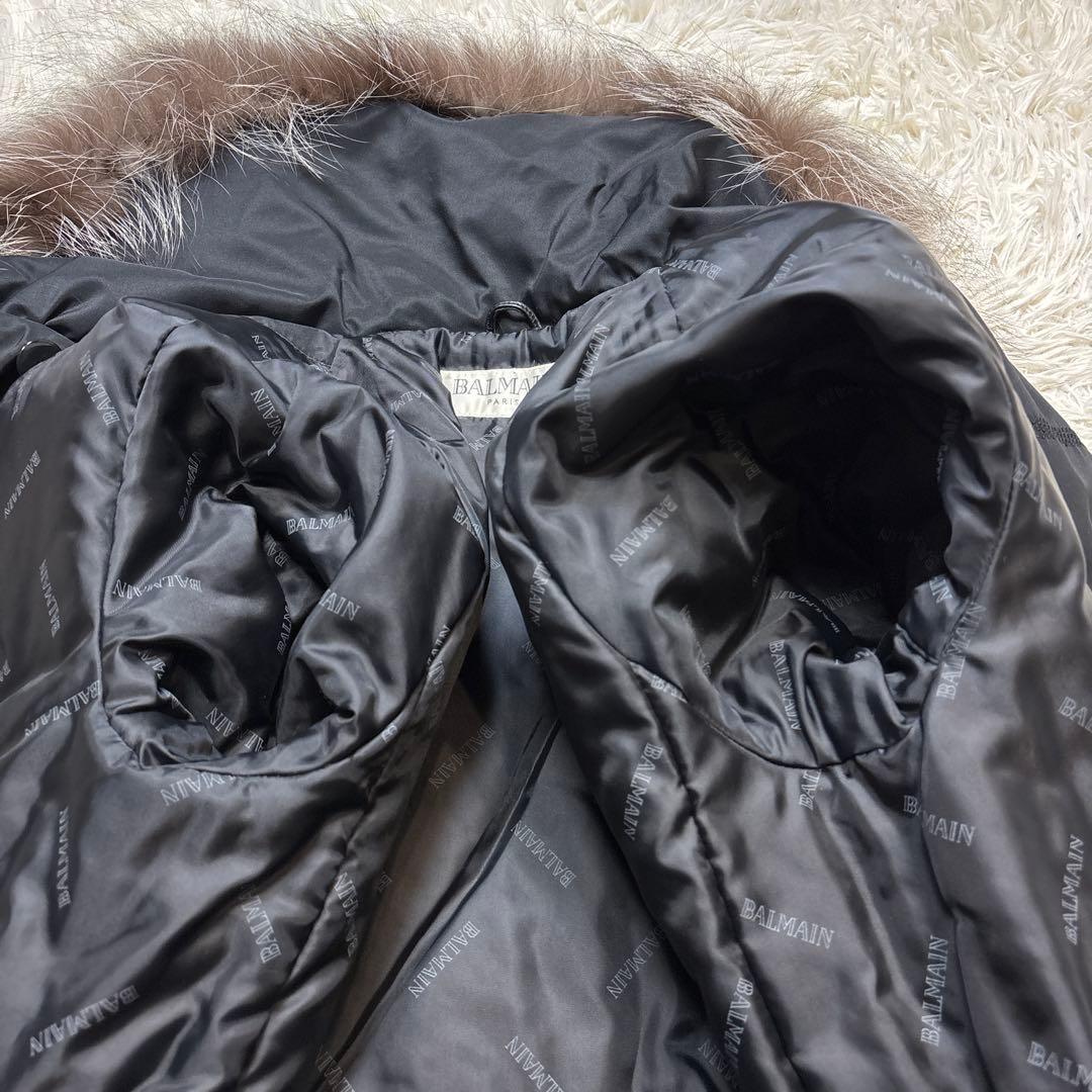 超希少☆極美品【バルマン】羊革　切り替え　ファー　フーデットレザーコート　黒　M