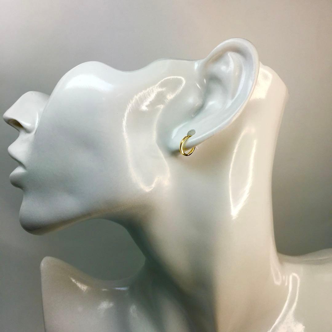 K18 小さなフープピアス イエローゴールド直径 約9.2㎜タイプ