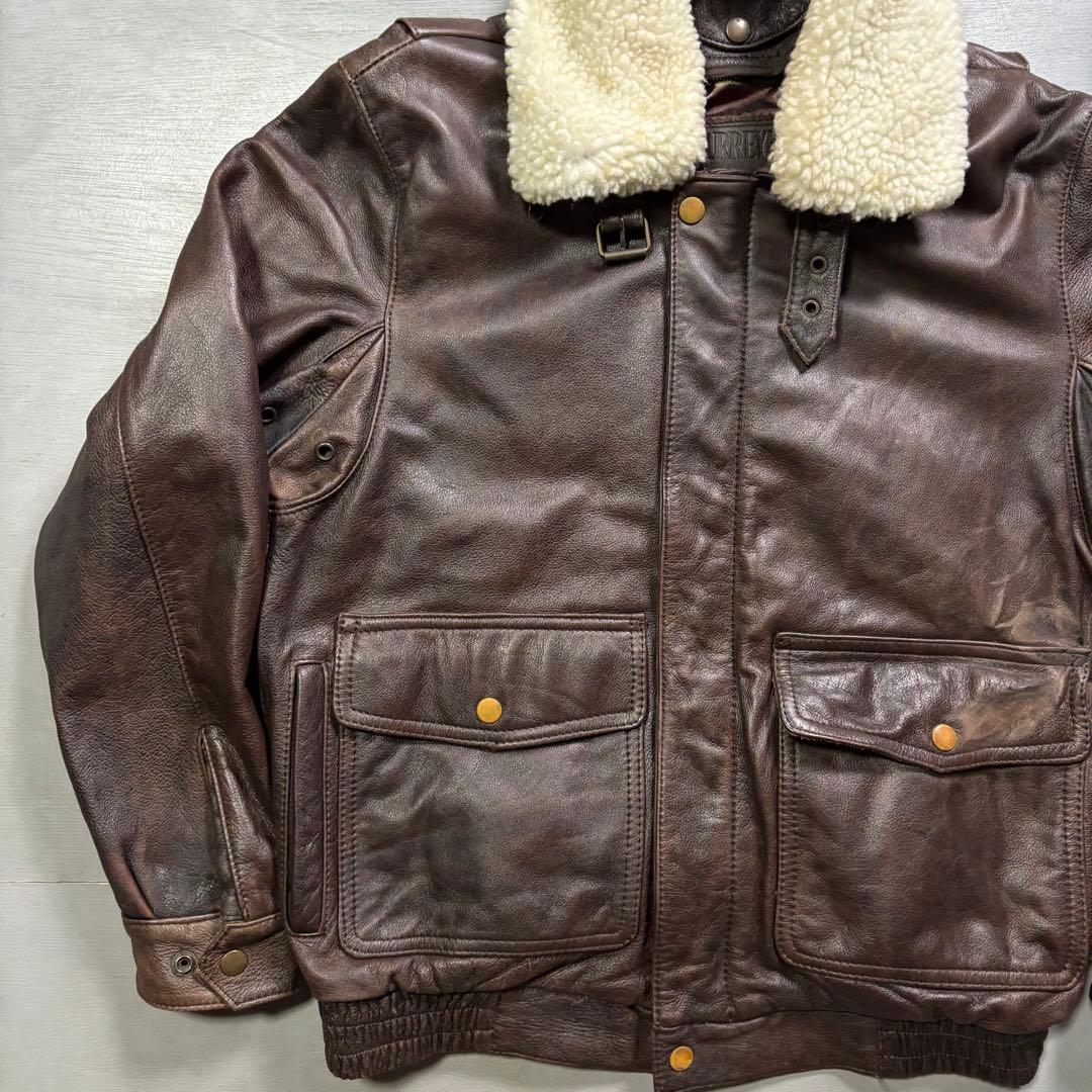 vintage A-2 レザージャケット　襟ボア着脱可能　牛革　短丈　M