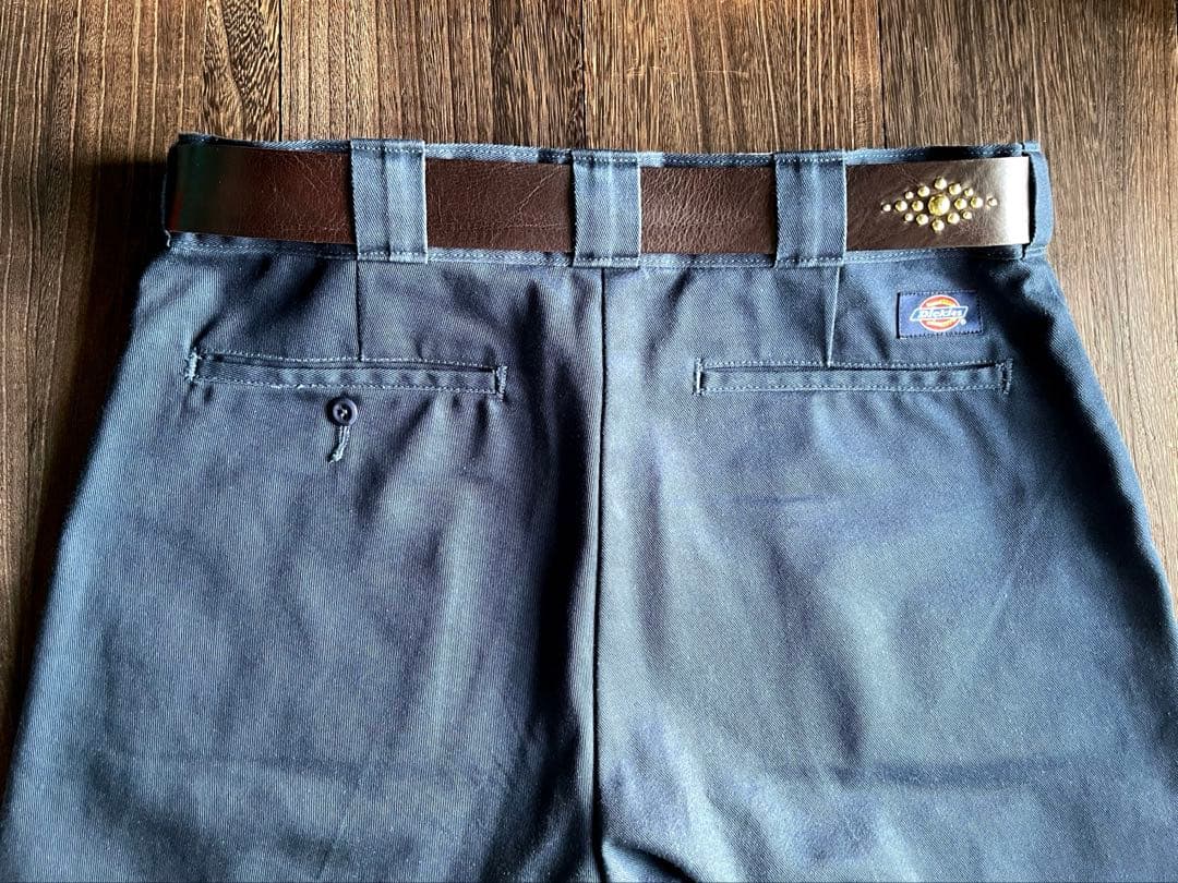 ディッキーズ874専用スタッズベルト　ダークブラウン　真鍮　HTC CALEE