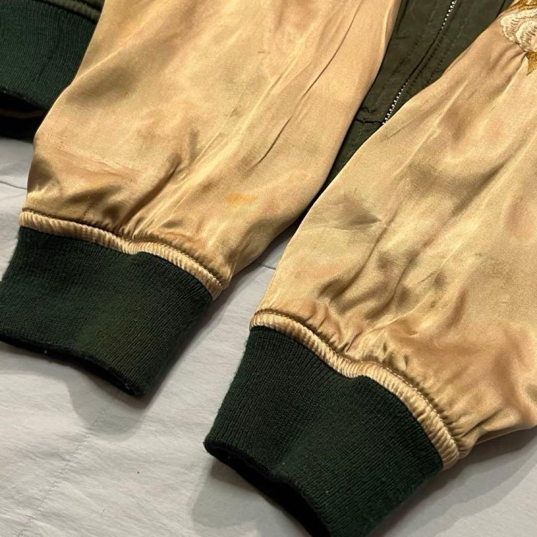 HOUSTON スカジャン XL オリーブ ブラック リバーシブル 虎 鷹 龍