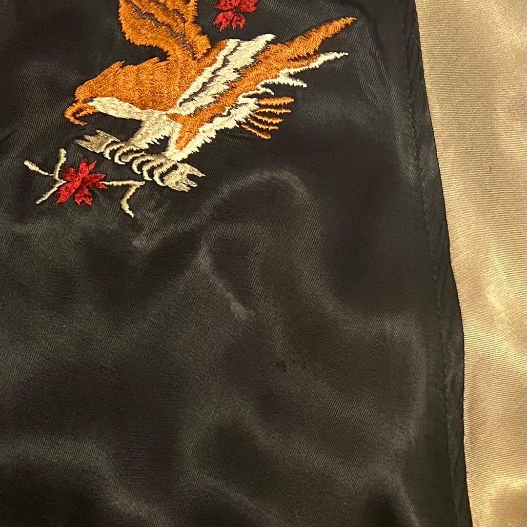 HOUSTON スカジャン XL オリーブ ブラック リバーシブル 虎 鷹 龍