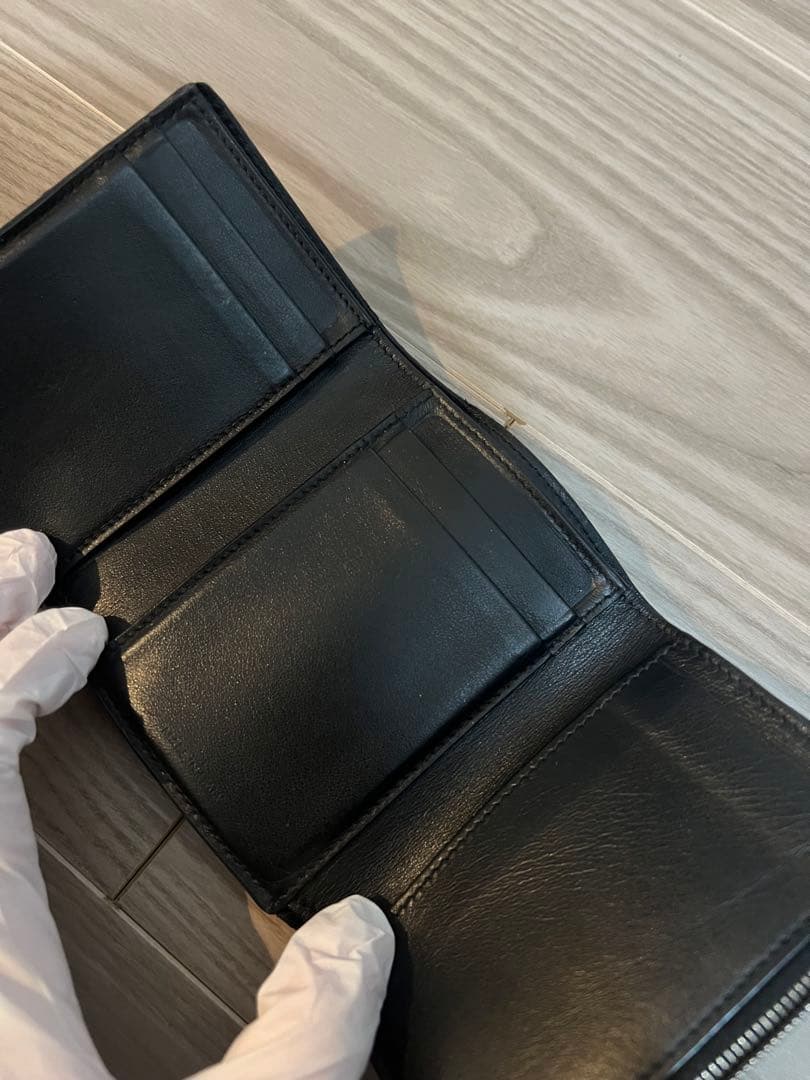 CELINE カーフスキン　三つ折り財布 ブラック